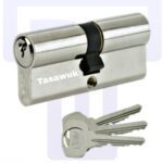 Cylinder 80mm, brass cylinder, nickel plated, door lock