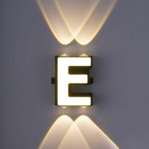 LED Alphabet Wall Lamp Letter Sign Wall Light Black Outside Indoor Decorative Light Letter E