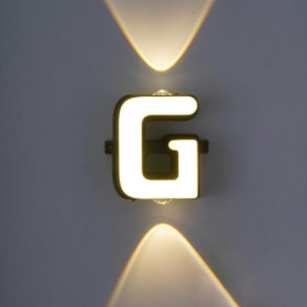 LED Alphabet Wall Lamp Letter Sign Wall Light Black Outside Indoor Decorative Light Letter G