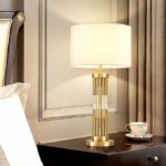 Postmodern Table Light with Fabric Shade Bedroom Bedside Lighting Luxury Gold Night Lamp for Living Room