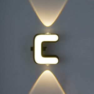 LED Alphabet Wall Lamp Letter Sign Wall Light Black Outside Indoor Decorative Light Letter C