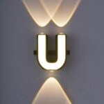 LED Alphabet Wall Lamp Letter Sign Wall Light Black Outside Indoor Decorative Light Letter U
