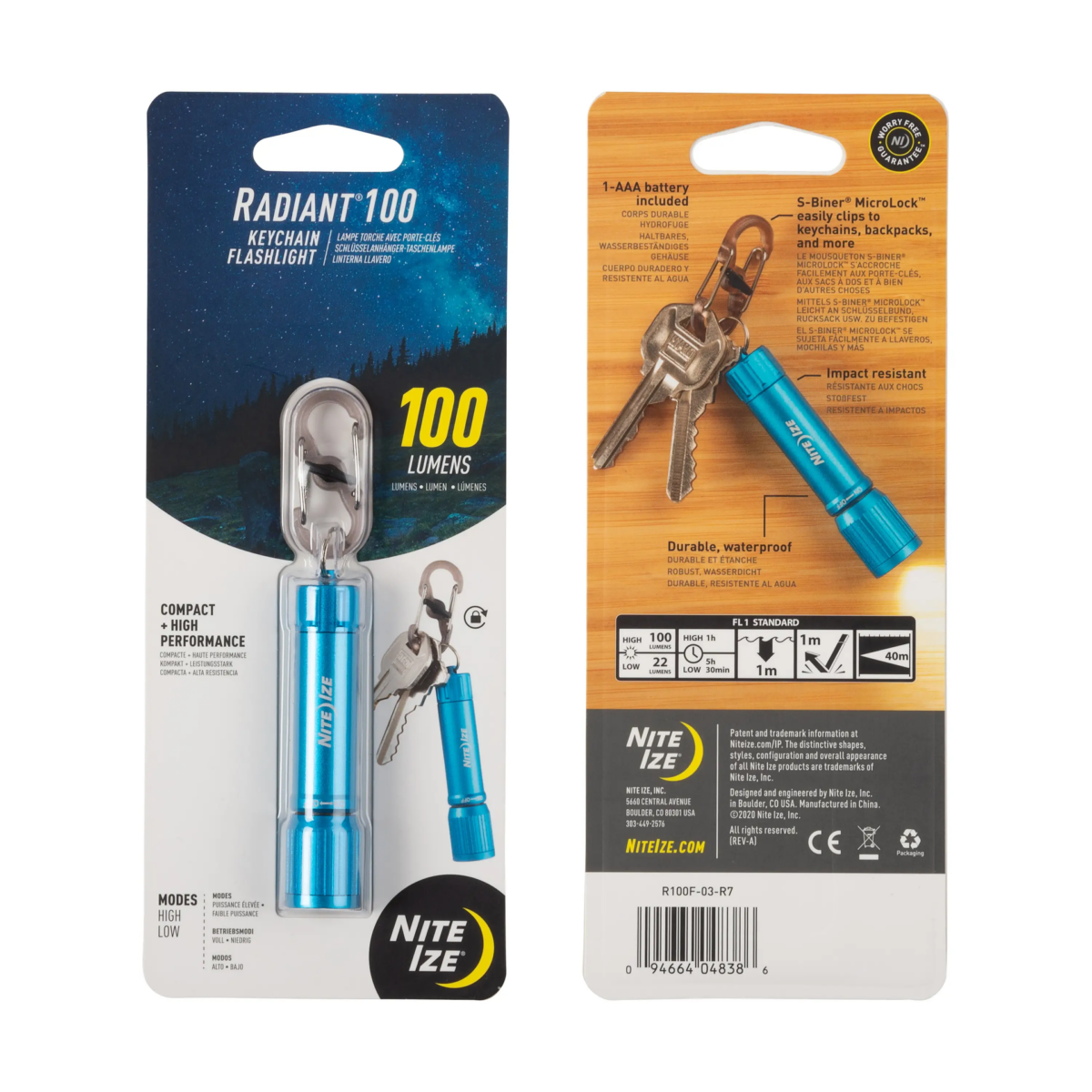 12 Nite Ize Radiant 100 Keychain Flashlight - Blue - Image 1