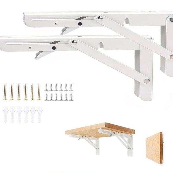 Heavy Duty Folding Bracket Set - White 21 x 40 cm