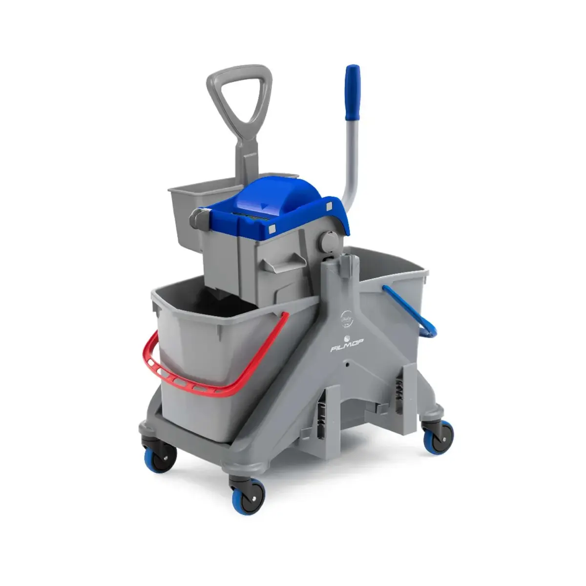 4 Plastic Trolley with Plastic Grip, Tray, Broom Holder and Boost Wringer - Image 1
