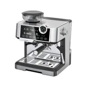 Lepresso Dual Boiler Espresso Machine with Conical Grinder & Pressure Gauge - Silver