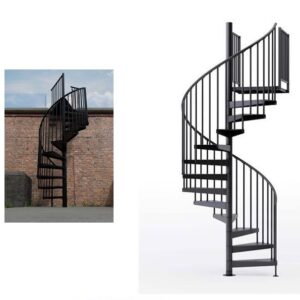 Black Carbon Steel Spiral Staircase 220 x 300 cm (for Indoor & Outdoor Purpose)