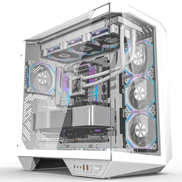DarkFlash DY470 ATX Mid Tower Gaming Case - White (4 ARGB Fans Included)