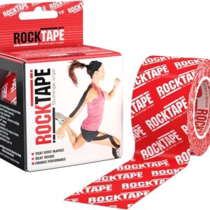 CLASSIC ROCKTAPE STD LOGO RED INTL Active Recovery Kineseology Tape for Athletes, 10.1 cm (4") x 4.9 m (16.4')