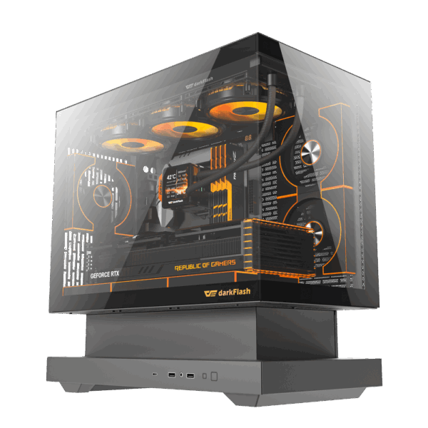 DarkFlash FLOATRON F1 Micro ATX Gaming Case - Black (FANS Not Included)