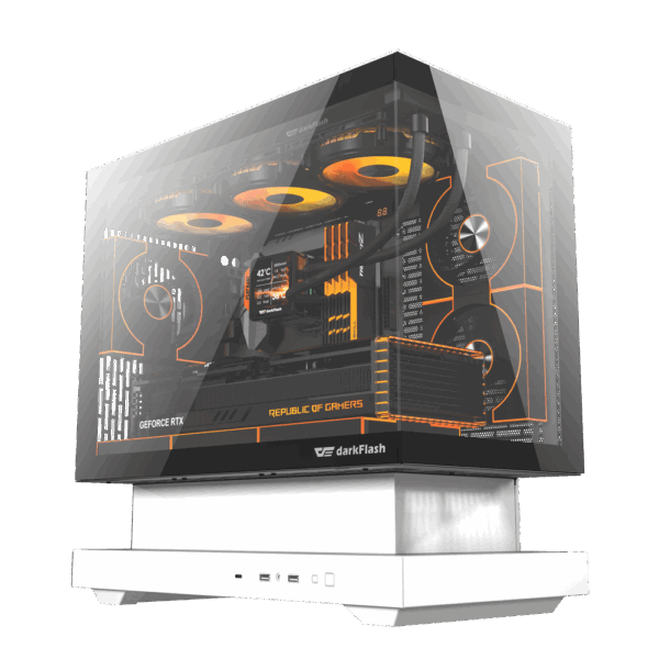 DarkFlash FLOATRON F1 Micro ATX Gaming Case - White (FANS Not Included)
