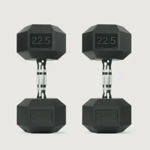 22.5LB ROGUE RUBBER HEX DUMBBELL - PAIR