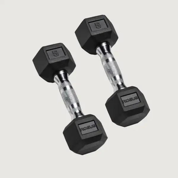 5LB ROGUE RUBBER HEX DUMBBELL (PAIR)