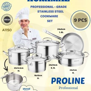 Korkmaz A1150 Proline 9pcs Stainless Steel Cookware Set
