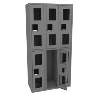 6 Door Metal See Through Cabinet - Gray
