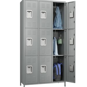 9 Door Metal Employees Locker - Gray