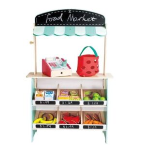 Hape - Wooden Farmers Market Stall Playset with Accessories