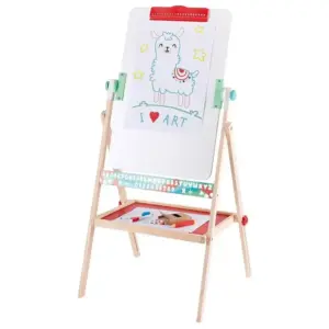 Hape Flip Flat Easel Foldable Double-Sided Free Standing Blackboard & Whiteboard with Chalks, Markers