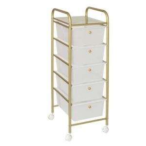 Honey-Can-Do Plastic 5-Drawer Rolling Storage Cart Clear/Gold