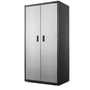 Heavy Duty 100cm Garage Cabinet with Chequered Door - Black/Gray
