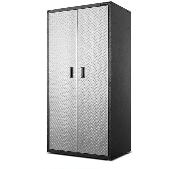 Heavy Duty 100cm Garage Cabinet with Chequered Door - Black/Gray