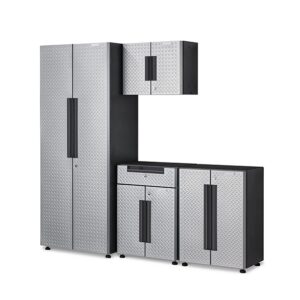 Heavy Duty 200cm Metal Workstation with Chequered Door - Gray