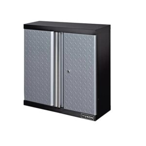 Heavy Duty 80cm Wall Mount Cabinet with Chequered Door - Black/Gray