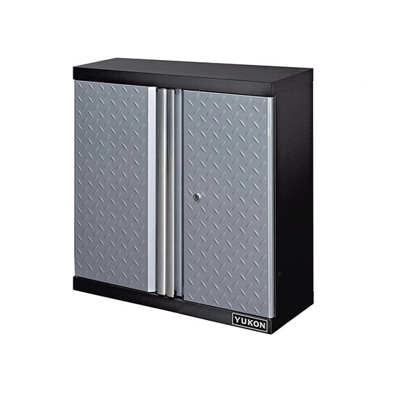 Heavy Duty 80cm Wall Mount Cabinet with Chequered Door - Black/Gray