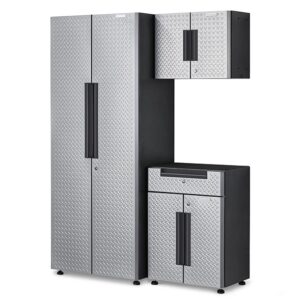 Heavy Duty 140cm Metal Workstation with Chequered Door - Gray