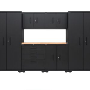 6pcs 300cm Garage Cabinet Assembly - Black