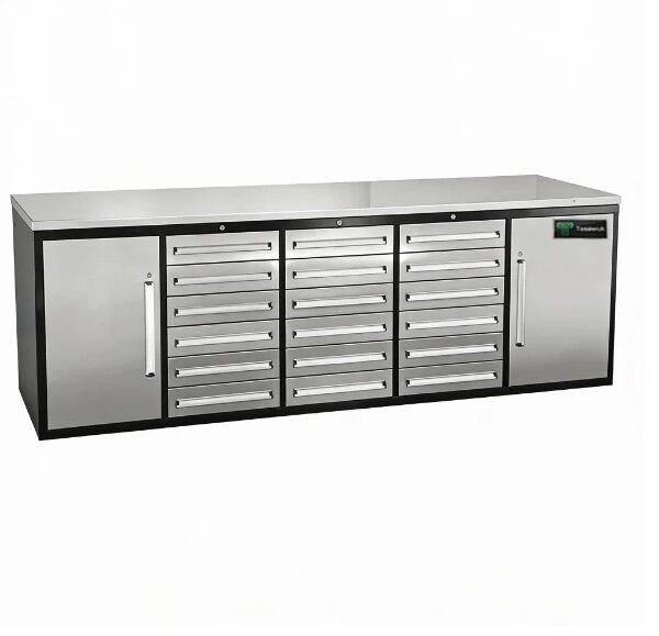 Heavy Duty 280cm Custom Metal Workbench with 18 Drawers & Cabinets - Grey