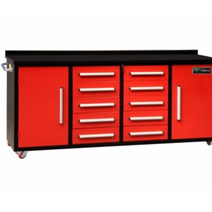 Heavy Duty 280cm Custom Metal Workbench with 10 Drawers & Cabinets - Orange