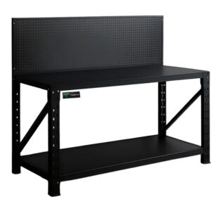Heavy Duty 150cm Custom Workbench with Pegboard - Black