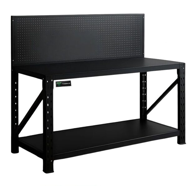 Heavy Duty 150cm Custom Workbench with Pegboard - Black