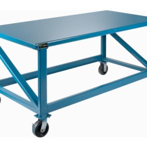 Heavy Duty 200cm Customised Metal Workbench with Wheels - Blue
