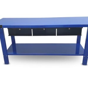 Heavy Duty 200cm Customised Metal Workbench with 3 Drawers - Blue