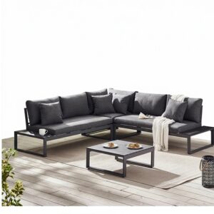 Custom Made L-Shaped 5 Seater Outdoor Metal Sofa with Tea Table