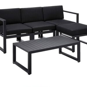 Custom Made L-Shaped 4 Seater Outdoor Metal Sofa with Tea Table