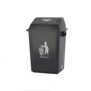 60 Ltr Industrial Garbage Drum with Push Lid - Black