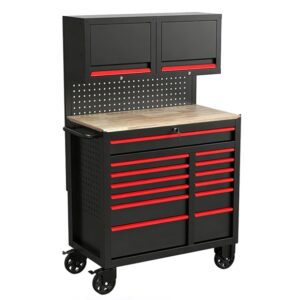 13 Drawers Tool Chest Trolley with Cabinets
