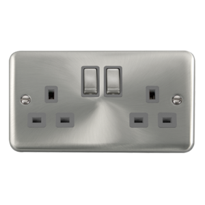 Click Deco Plus Satin Chrome Double Switched Socket