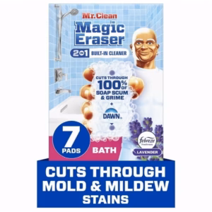 Mr. Clean Magic Eraser Sponge, Bathroom Cleaner, Soap Scum Shower & Tub Cleaner, 2 in 1 Bath, Lavender
