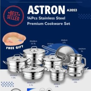 Korkmaz A2053 Astron 14 Pcs Stainless Steel Cookware Set