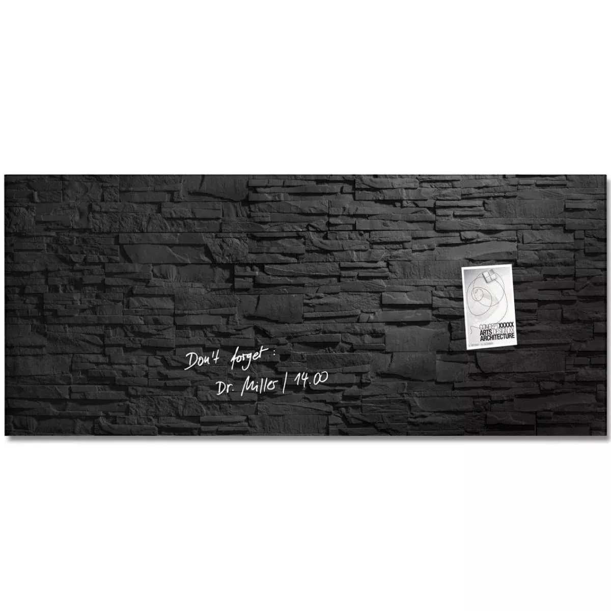 13 Sigel Magnetic Glass Board ARTVERUM, 130 x 55 cm, Black Slate Design - Image 1