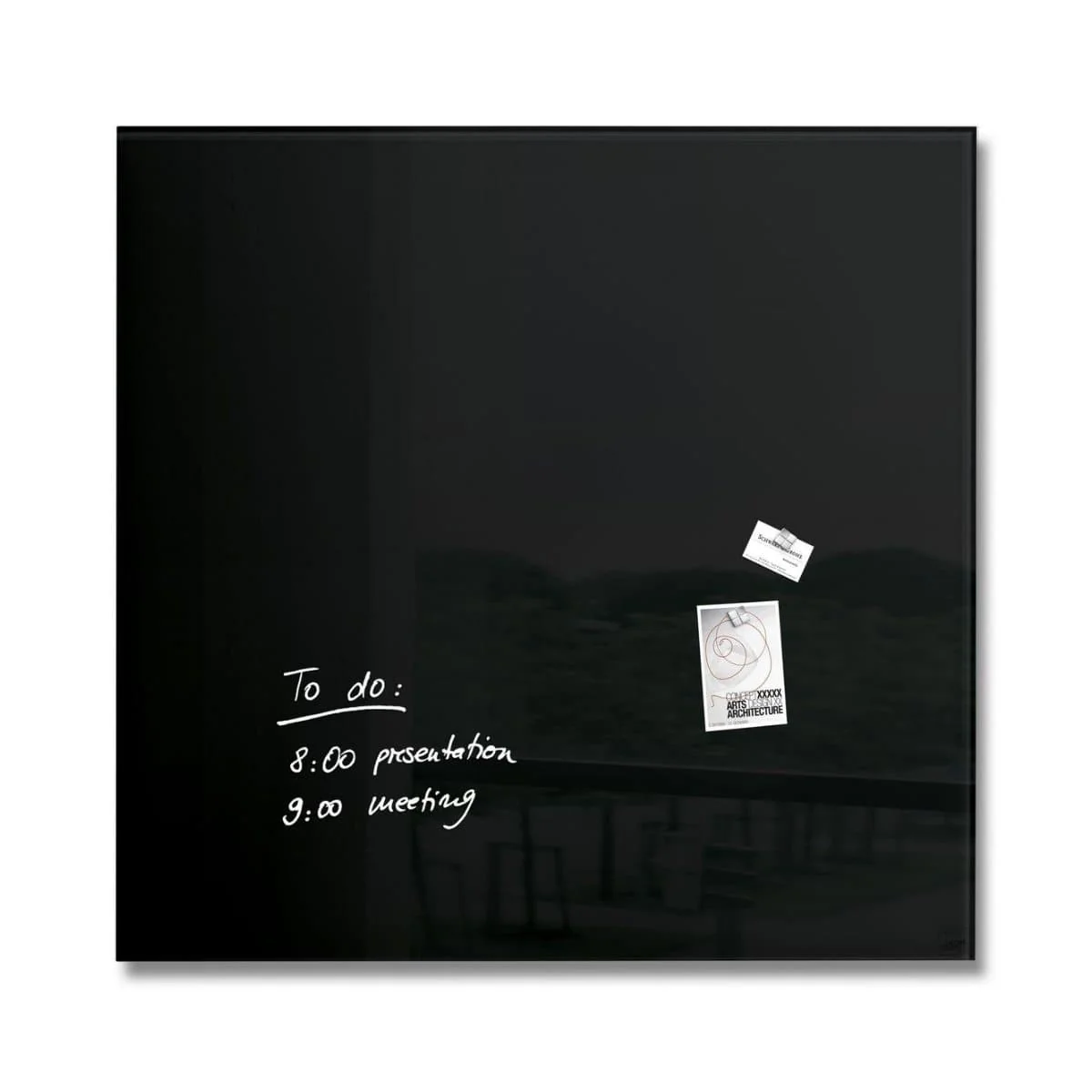 33 Sigel Magnetic Glass Board ARTVERUM, 100 x 100 cm, Black - Image 1