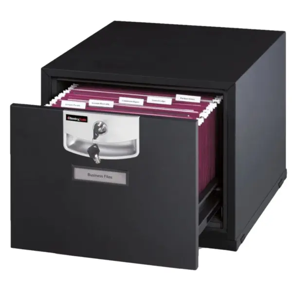 Sentry U2101 Fire-Resistant Stackable Filing Cabinet, Key Lock, Black