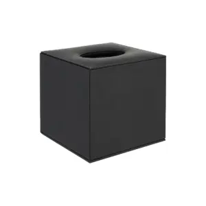 Konrad S. Tissue Box Cover, cube 13 x 13 x 13cm, PU Leather, Black