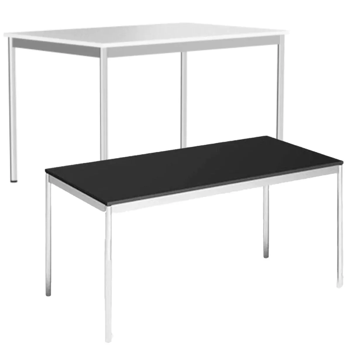 14 System4 Executive Desk / Conference Table 200 x 100 cm, Chrome Base, Tabletop MDF Wood, Available in White and Black - Image 1
