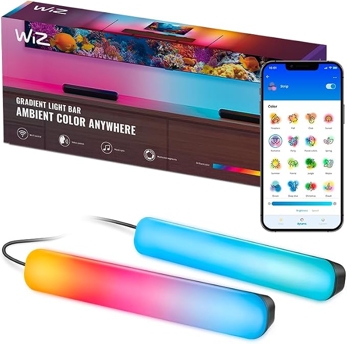 18 WiZ Connected Gradient Light Bars, RGBIC, Display Multiple Colors, 150 Lumens - Image 1