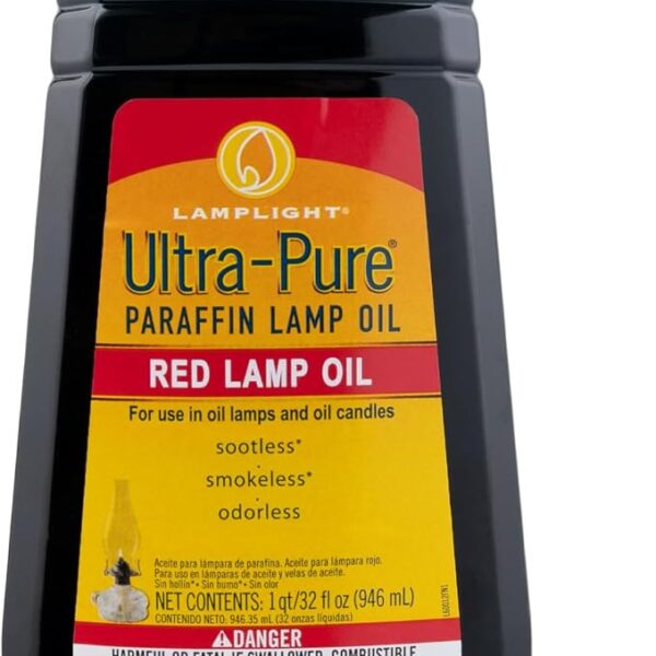 Lamplight Ultra-Pure Red Lamp Oil 32 oz, Clean Burning Indoor Fuel